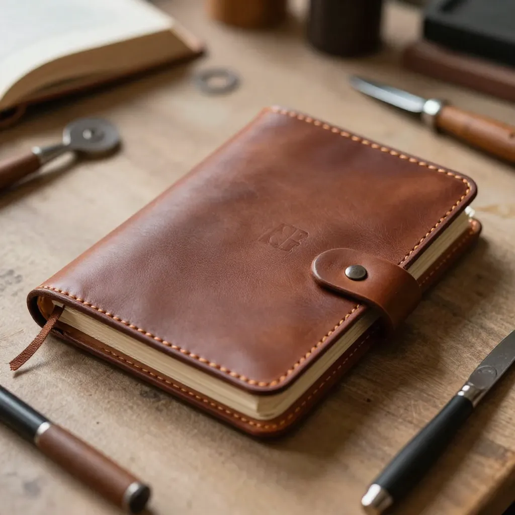 Natural lighting on bookbinding workspace